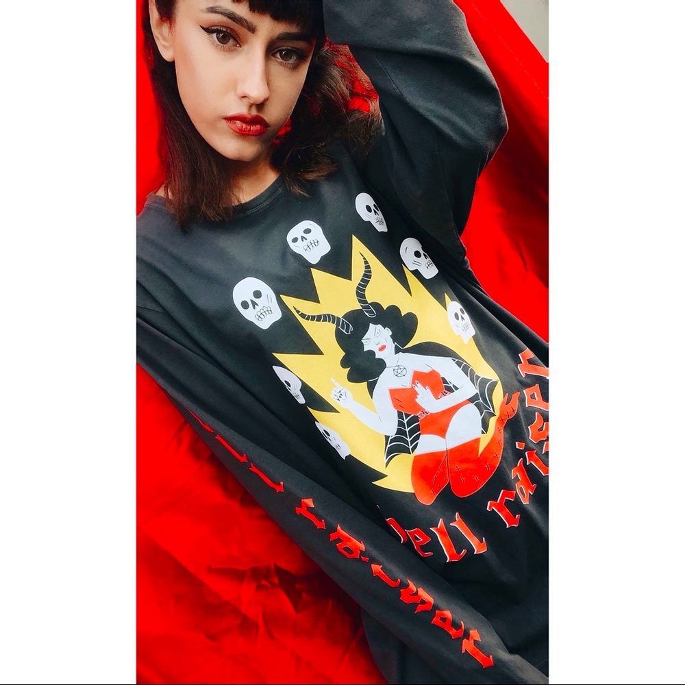 ❤️‍🔥😈 Hellish Femme Fatale Disturbia Hell Raiser long sleeve tee M 😈❤️‍🔥